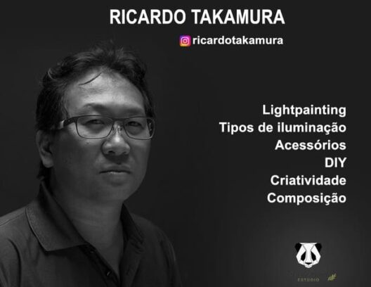 Ricardo Takamura. Temas: Lightpainting, tipos de iluminação, acessórios, DIY, criatividade e composição. Instagram: @ricardotakamura