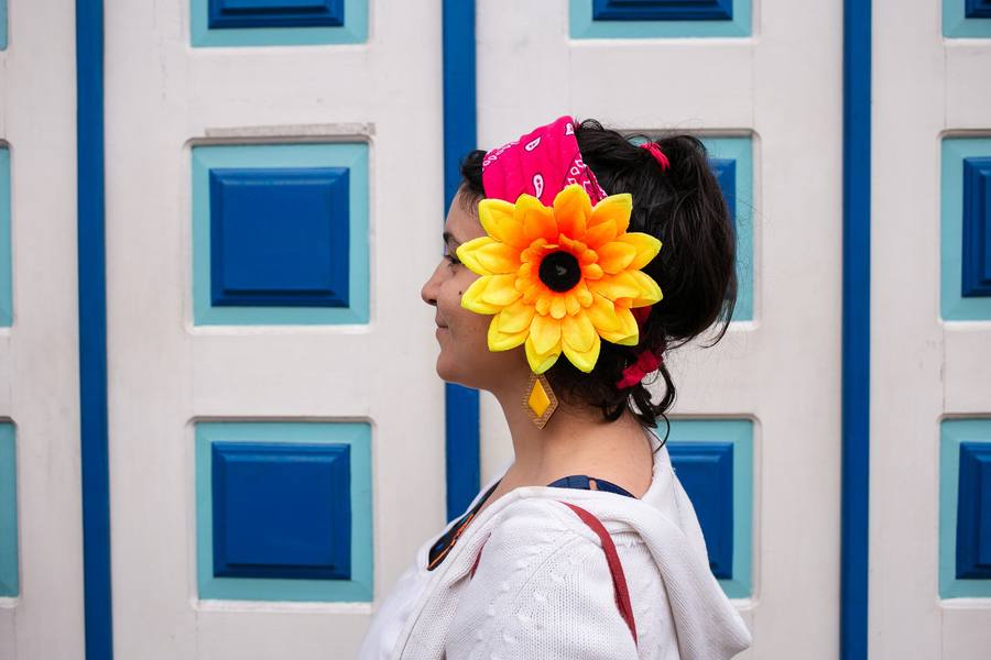 Retrato com flor